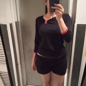 Women's black blouse with hint of pink Size S